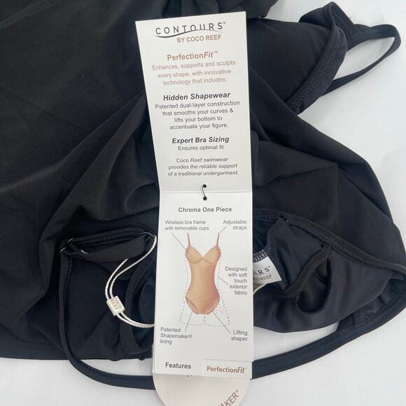 CONTOURS BY COCO REEF Swimsuit Size 10/34D Shapemaker Black NWT Swim Shorts - Picture 12 of 16